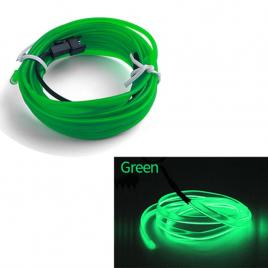 Fir neon auto   el wire   culoare verde, lungime 2m, alimentare 12v, droser inclus