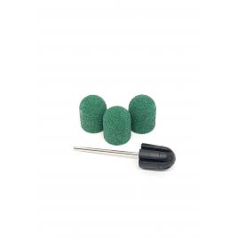 Set 3 smirghel si suport, Global Fashion, 13x19 mm, granulatie 100, Verde