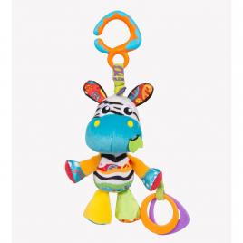 Jucarie pentru carucior, scoica auto si patut, cu jucarie de dentitie, zoe zebra munchimal, 32 cm, playgro