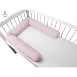 Miminu - aparatoare tip rulou pentru patut, lungime 180 cm, din bumbac, cu diametru de 10 cm, colectia royal, powder pink