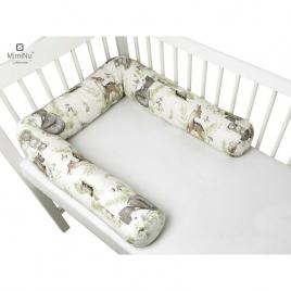 Miminu - aparatoare tip rulou pentru patut, lungime 180 cm, din bumbac, cu diametru de 10 cm, design, calm forest natural