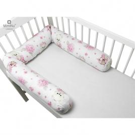 Miminu - aparatoare tip rulou pentru patut, lungime 180 cm, din bumbac, cu diametru de 10 cm, design, pink ballerina