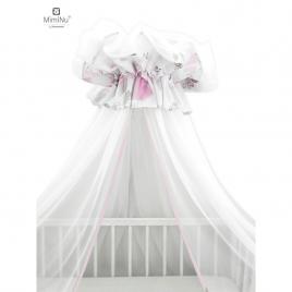 Miminu - baldachin mare din tull, cu funda din bumbac, dimensiune 400x170 cm, baby shower pink 