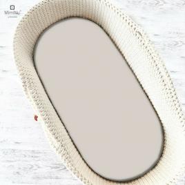 Miminu - cearceaf cu elastic pentru landou, carucior si cosulet, dimensiune 80x45 cm, din bumbac, colectia royal, beige