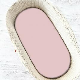Miminu - cearceaf cu elastic pentru landou, carucior si cosulet, dimensiune 80x45 cm, din bumbac, colectia royal, powder pink