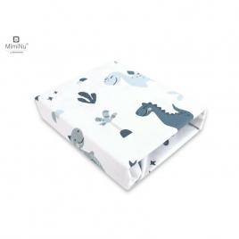 Miminu - cearceaf cu elastic pentru patut leagan sau patut co-sleeper, dimensiune 90x40 cm, din bumbac, dino granat