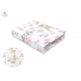 Miminu - cearceaf cu elastic pentru patut leagan sau patut co-sleeper, dimensiune 90x40 cm, din bumbac, sweet deer pink 