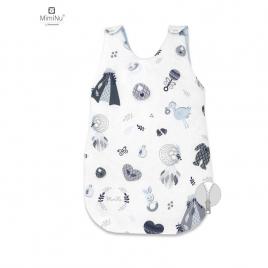 Miminu - sac de dormit pentru bebelusi, de iarna, din bumbac, cu fermoar lateral, cu capse pe umar, 70 cm, 0 – 6 luni, 2.5 tog, baby shower blue