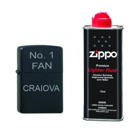 Bricheta neagra gravata no.1 fan craiova si lichid zippo