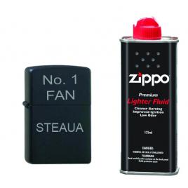 Bricheta neagra gravata no.1 fan steaua si lichid zippo