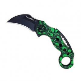 Cutit karambit columbia celtic skull verde claw knife