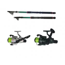 Set pescuit sportiv cu doua lansete eastshark de 3,6 m si doua mulinete CB echipate cu fir by proKarp
