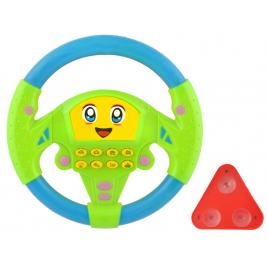 Jucarie volan pentru copii multicolor cu 8 taste de redare sunete auto, fixare cu ventuze