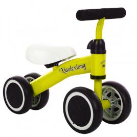 Mini bicicleta cu 4 roti, fara pedale pentru copii intre 12 si 36 de luni, Galbena, Tricicleta