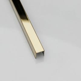 Profil U inox, auriu oglinda,rectificat 50x9x2700 mm, grosime 0.6 mm