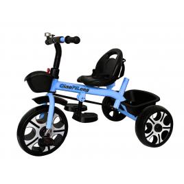 Tricicleta albastra cu pedale, centura de siguranta