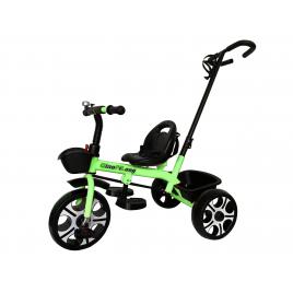 Tricicleta verde cu pedale, centura de siguranta si maner parental