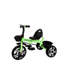 Tricicleta verde cu pedale, centura de siguranta