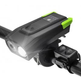 Far led pentru bicicleta sau trotineta, 10w,  claxon, incarcare usb, bk-1718