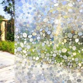 Set 2x folie semi-transparenta pentru geam cu efect 3d lucios,  imitatie piatra, autoadeziva, 60 x 300 cm