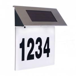 Placa numar casa iluminata led, incarcare solara, carcasa din inox