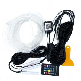 Banda LED auto Tarex®, lumini ambientale Premium, fir 6 m cu 5 unitati, si 4 unitati iluminat picioare sau sub scaun, control aplicatie sau telecomanda