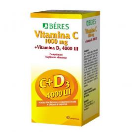 Beres vitamina c 1000mg + vitamina d3 4000 u.i. 40 comprimate