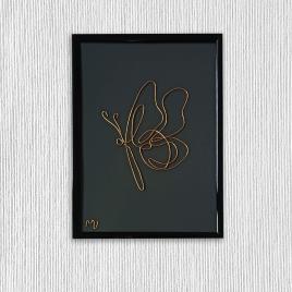 Fluture – tablou placat cu aur, 16×21 cm-cod 3326