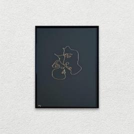 Iubire, tablou din fir continuu de sarma placata cu aur, 31×41 cm-cod 3114