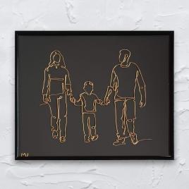 Tablou familie cu baiat, 30×40 cm