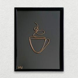 Tablou ceasca de cafea aburinda, 15×20 cm