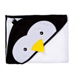 Prosop cu gluga brodata water friends white pinguin 100x100 cm