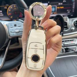 Husa de protectie premium pentru cheie auto Mercedes Benz, Elegance Luxury Cover Key, Alba
