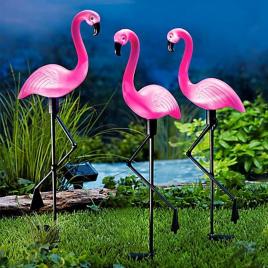 Set 3 x lampa solara estetica exterioara de gradina model   flamingo