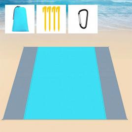 Covor impermeabil pentru plaja, picnic sau camping, 200 x 210 cm, XL, albastru deschis, Vivo, BB-TR180