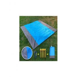 Covor impermeabil pentru plaja, picnic sau camping, 200 x 210 cm, XL, albastru inchis, Vivo, BB-TR180