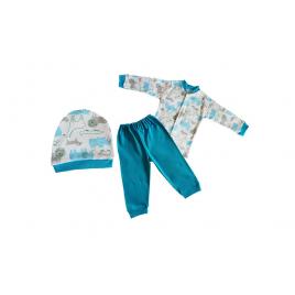Pijamale bebelusi 3 piese baieti maneca lunga Mas-128, imprimeu animalute Minionii