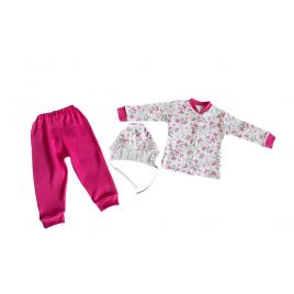 Pijamale bebelusi pentru fetite, Minionii, 3 piese, maneca lunga Mas-129, imprimeu animalute