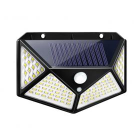 Lampa solara exterior , BK-100, 100 LED-uri, 3 Moduri de iluminare, Protectie IP65, Usor de instalat, 1800mAh, Negru