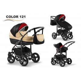 Carucior mikado city star 3 in 1 (culoare 121) bej/negru/rosu