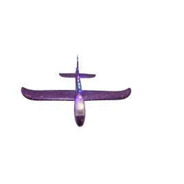 Avion din spuma, KOTYS® , cu lumini LED, mov cu buline colorate, in punga, lungime 47 cm