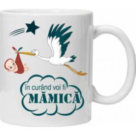 Cana personalizata cu textul mama in curand