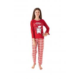 Pijama fete Craciun, 10-11 ani bumbac, text Merry Christmas 140-146 cm