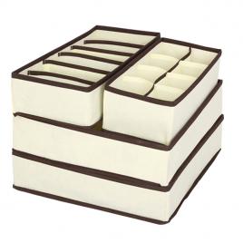 Set de 4 cutii organizatoare  - KOTYS - , Dimensiunea totala 33 x 16 x 10cm, Bej