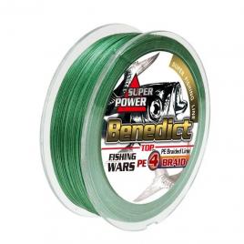 Fir textil pescuit 300m Benedict 0.12mm 3.6kg, impletit in 4 fire, culoare verde, pentru feeder si spinning, stiuca, crap, somn