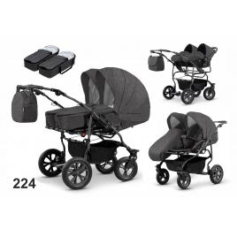 Carucior pentru gemeni mikado duet lux d-224 3 in 1