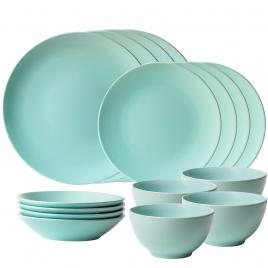 Set Complet Serviciu De Masa, Peppermint 16 piese, Cesiro, Verde Menta Mat