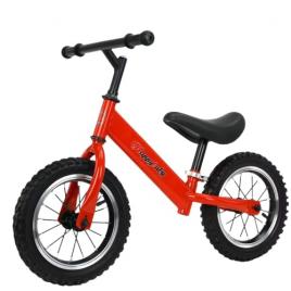 Bicicleta fara pedale, Rosie, Antrenament echilbru pentru copii intre 2 ani si 5 ani, Roti din cauciuc 12 inch gonflabile, Jante din aliaj aluminiu