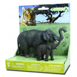 Set 2 figurine elefant asiatic cu pui collecta