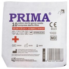 Comprese sterile din tifon  10x10cm, 10 bucati